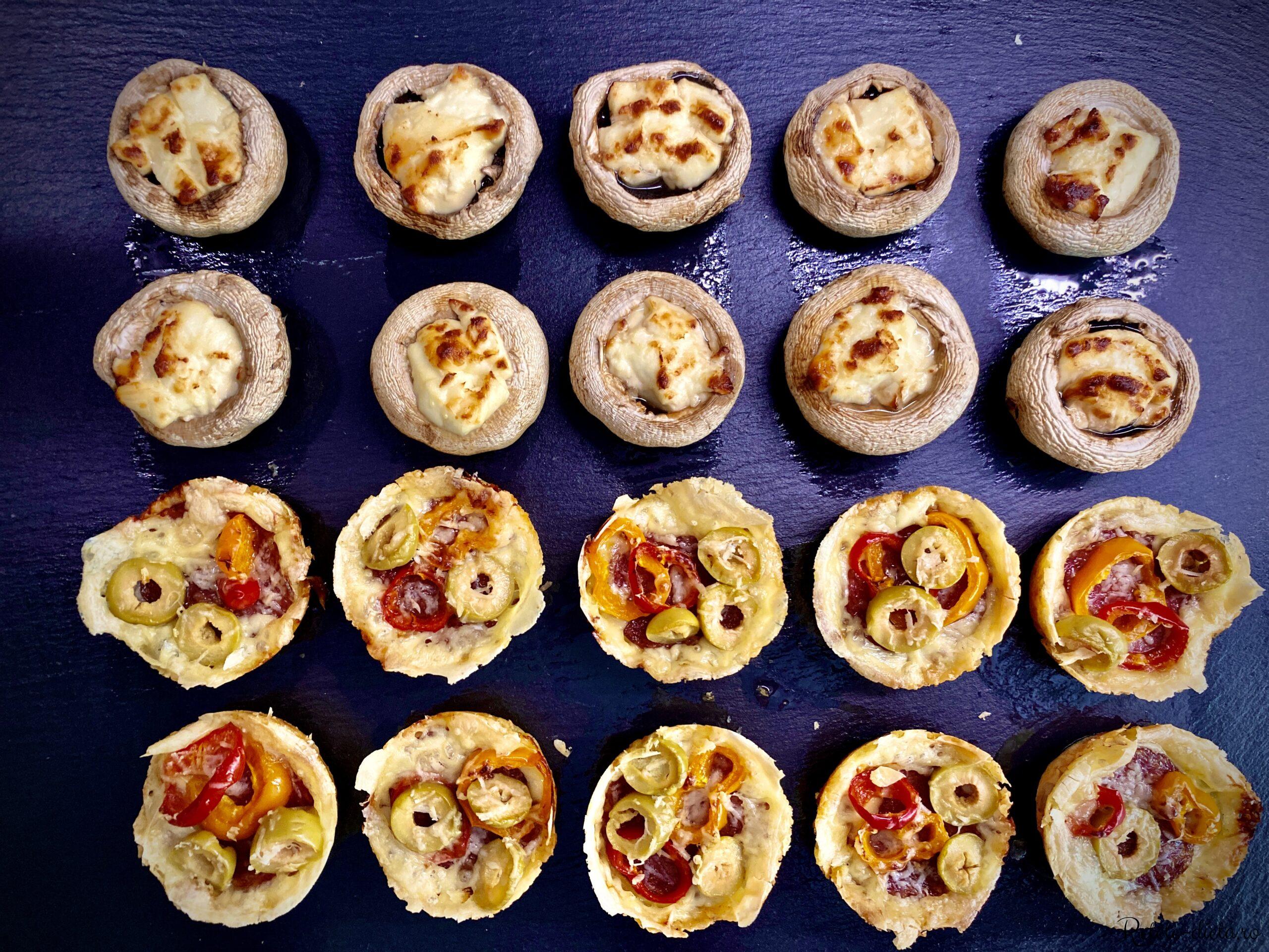 Mini pizza keto si ciuperci la cuptor
